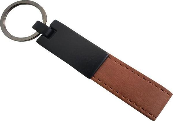 Taba Renk Deri Metal Anahtarlık - Image 1
