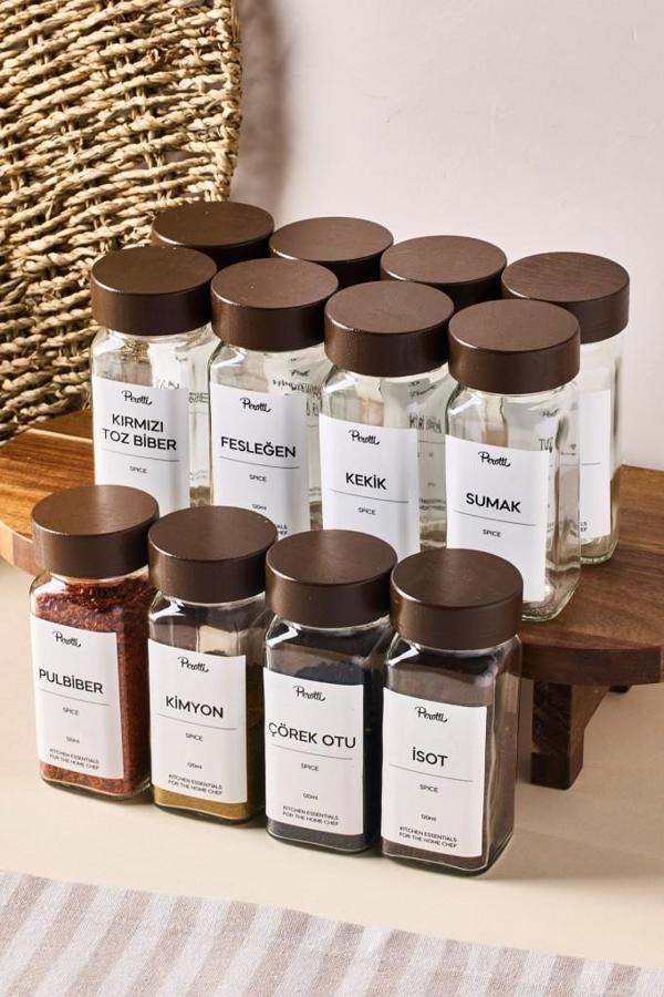 Perotti Raul Woody 12'li Akasya Kapak Baharatlık Seti 120ml + 30 Etiket 16779 - Image 1