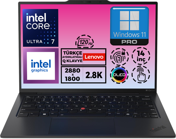 Lenovo ThinkPad X1 Carbon G12 U7 155U 32GB 2TB SSD 14'' 2.8K W11P Dokunmatik Notebook 21KC006BTX 001 - Image 1