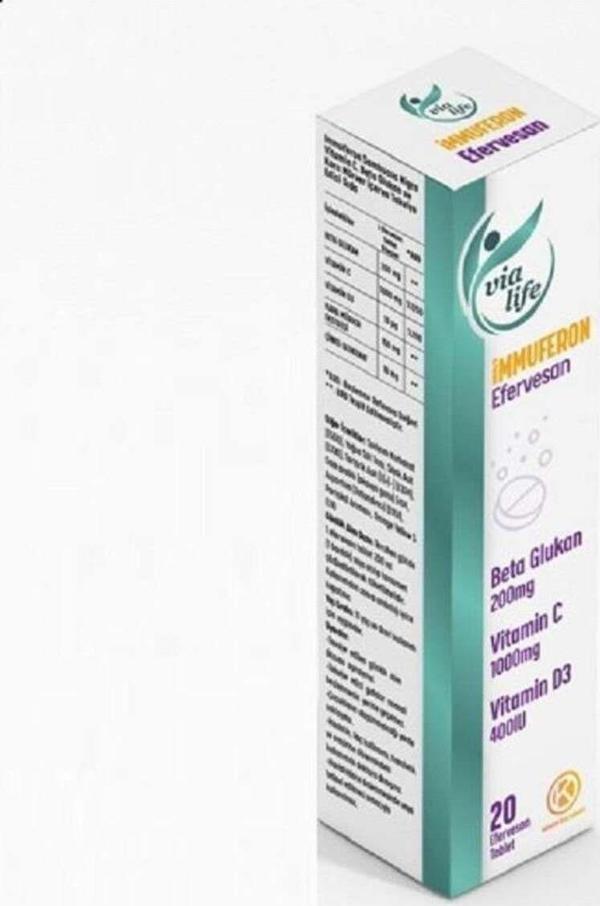 Beta Glucan 200mg, Vitamin C 1000mg, D3, Çinko, Karamürver 20 Efervesan - Image 1