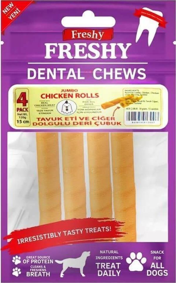 Freshy Tavuk Eti Ve Ciğer Dolgulu Deri Çubuk 4 Adet 120 Gr - Image 1