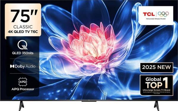 TCL 75T6C 75 İnç 4K QLED Google TV – HDR10+ & Dolby Vision Destekli, AIPQ İşlemcili, Akıllı TV - Image 1