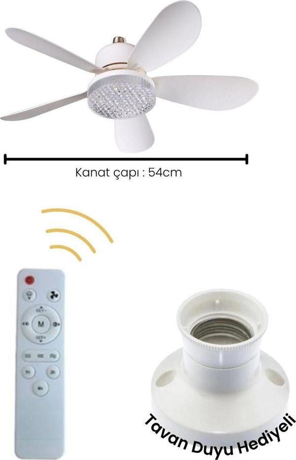 Tay-tech RBR Tavan Vantilatörlü LED Ampul, Kumandalı, 3 Renkli, Kademe Ayarlı - Image 1