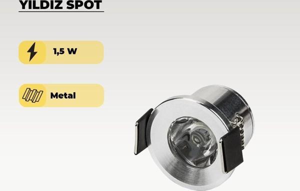 1W Krom Kasa Yıldız Spot Gün Işığı - Image 1