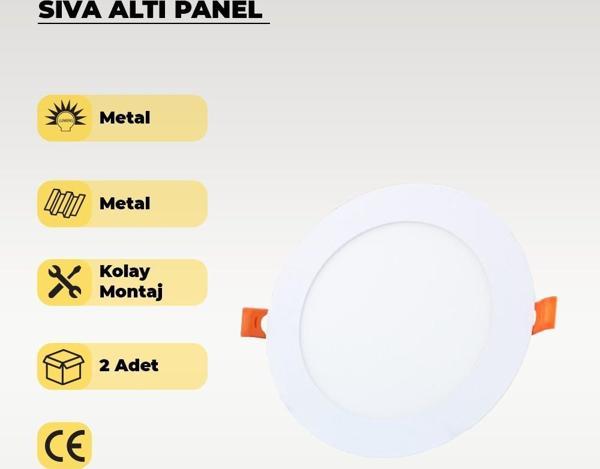 9W Sıva Altı Yuvarlak Slim Led Panel 3200K Sarı Işık - 2 Adet - Image 1
