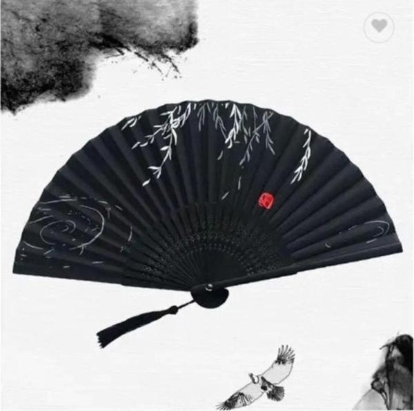 - Yelpaze Siyah Özel Hediye Kutusu Ile Bambu Şık Japon Lüks Özel Tasarım - Image 1