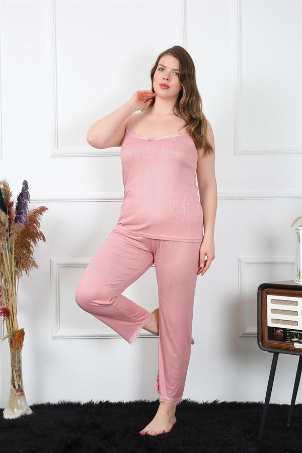 Akbeniz Kadın Büyük Beden Pudra İp Askılı Pijama Takım 202195 - Image 1