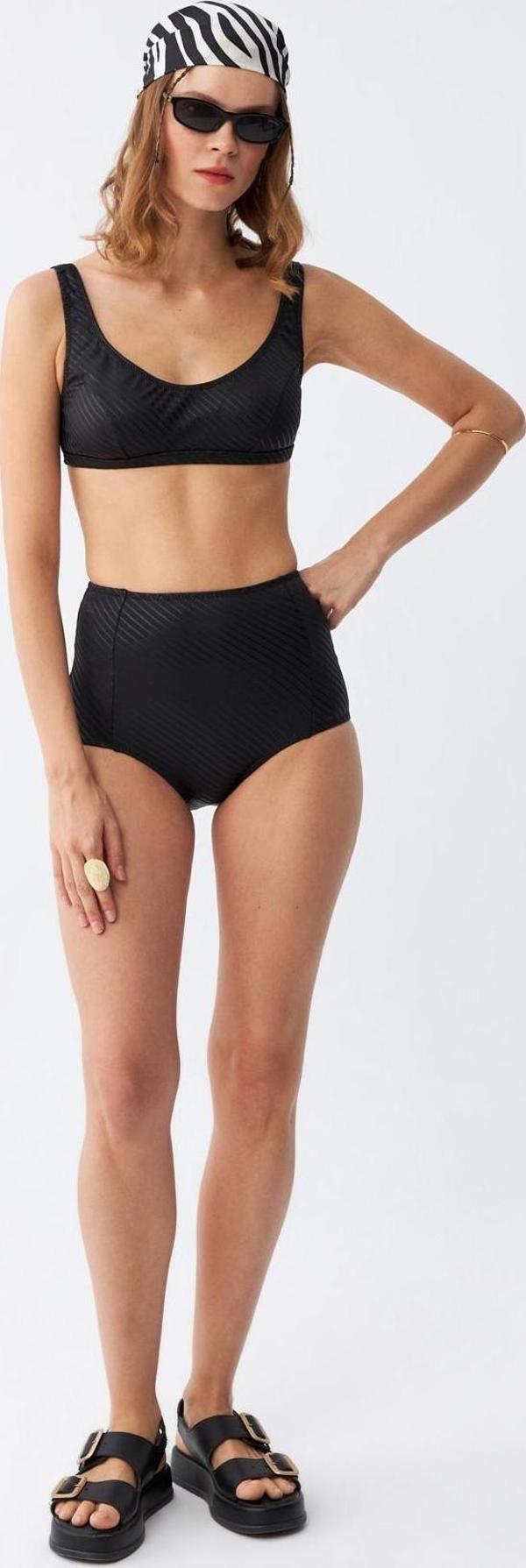Akbeniz Kadın Siyah Pedli Yüksek Bel Bikini Takımı - Image 1