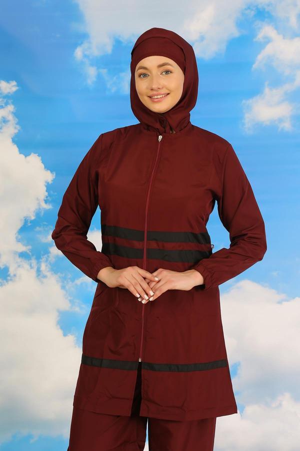 Akbeniz Kadın Tam Tesettür Mayo Bordo 31061 - Image 1
