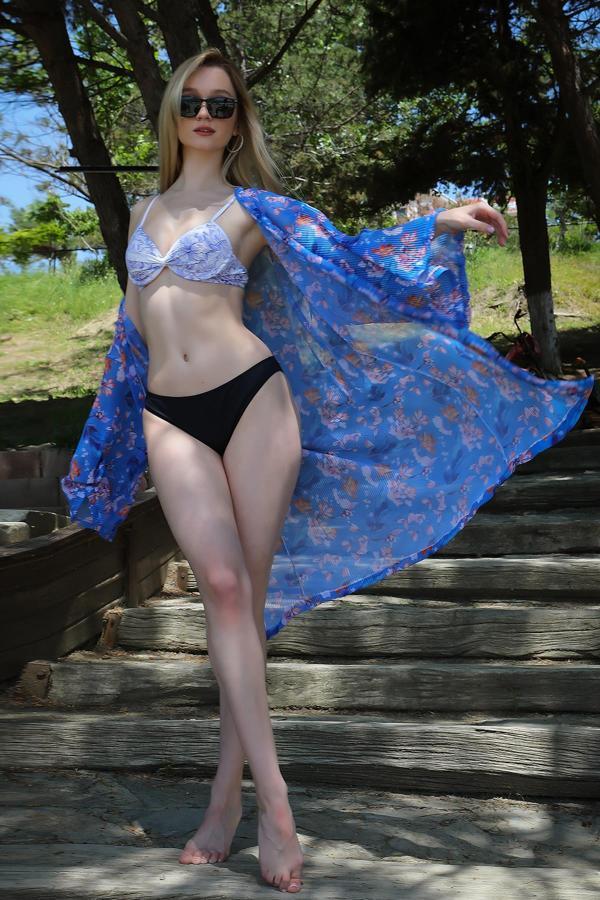 Akbeniz Kadın Yarım Destekli Alt Üst Bikini Takım Ekru 35012 - Image 1
