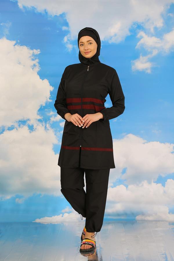 Akbeniz Kadın Tam Tesettür Mayo Siyah 31061 - Image 1