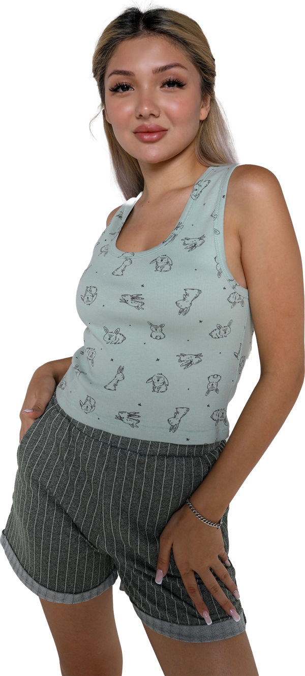 Akbeniz Kadın Kalın Askılı Şortlu Pijama Takım 3631 - Image 1