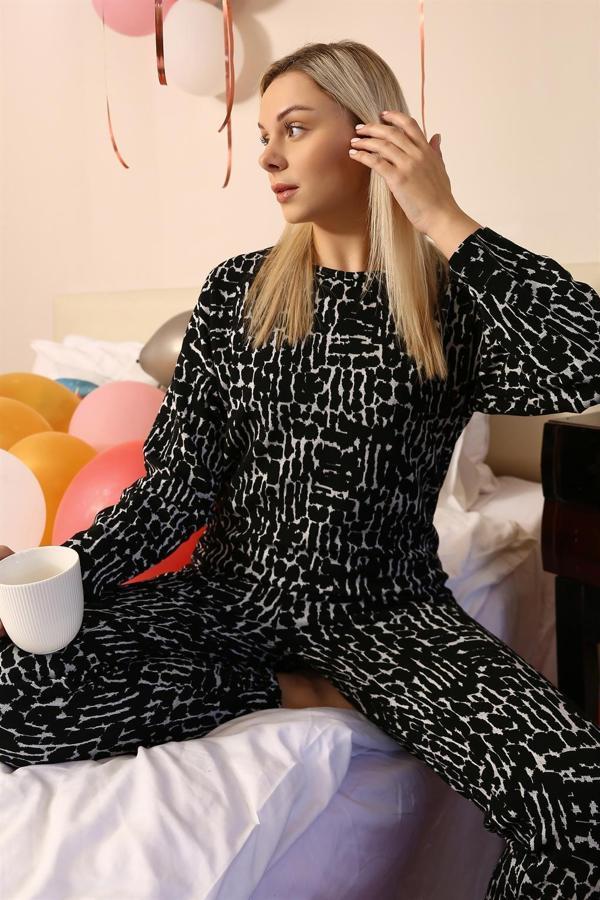 Akbeniz Kadın Uzun Kol 3 İplik Penye Pijama Takım 4180 - Image 1
