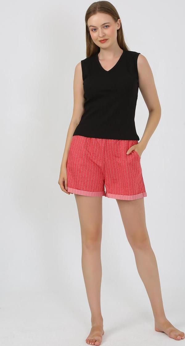 Akbeniz Kadın Kalın Askılı Şortlu Pijama Takım Siyah 3632 - Image 1