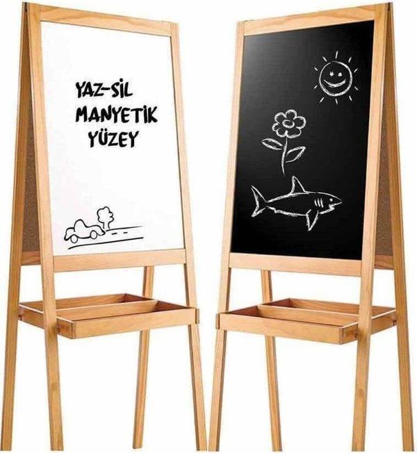 2195 AYAKLI ÇİFT TARAFLI MANYETİK AHŞAP YAZI TAHTASI - Image 1