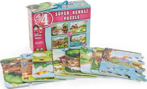 3222 ÇİFTLİK SÜPER RENKLİ PUZZLE 4LÜ - Image 1