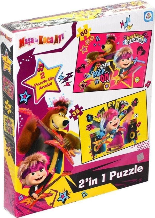 MS7579 Laço Kids Maşa ile Koca Ayı 2 Puzzle 1 Kutuda / 35+60 Parça Puzzle - Image 1