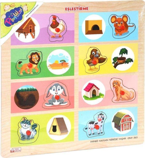 ONY-363-364 Ahşap Tutmalı Eşleştirme Hangi Hayvan Nerede Yaşar -Onyıl - Image 1