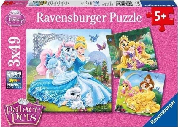 93465 Palace Pets Belle, Cinderella, Rapunzel 3x49 parça Ravensburger Puzzle - Image 1