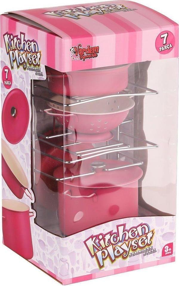 ATF-683G-6 Raflı Pembe Emaye Tencere Tava Seti 7 Parça -Vardem - Image 1