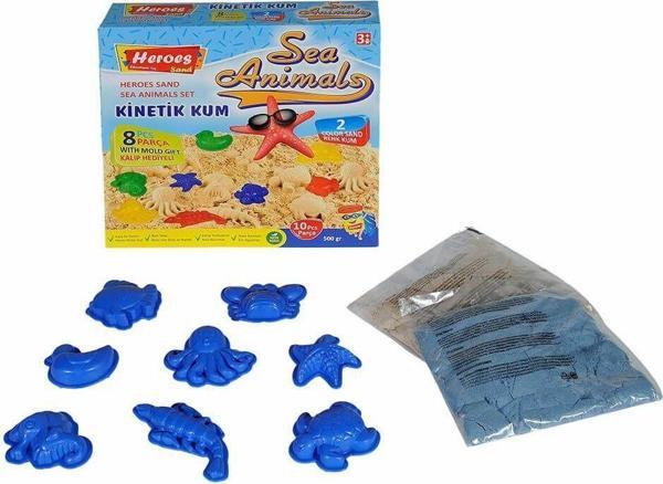 KUM-040 500GR HEROES KİNETİK KUM DENİZ HAYVANLI KALIPLI SET - Image 1
