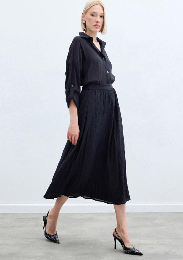 Kraşlı Kloş  Etek - Antrasit - Image 1