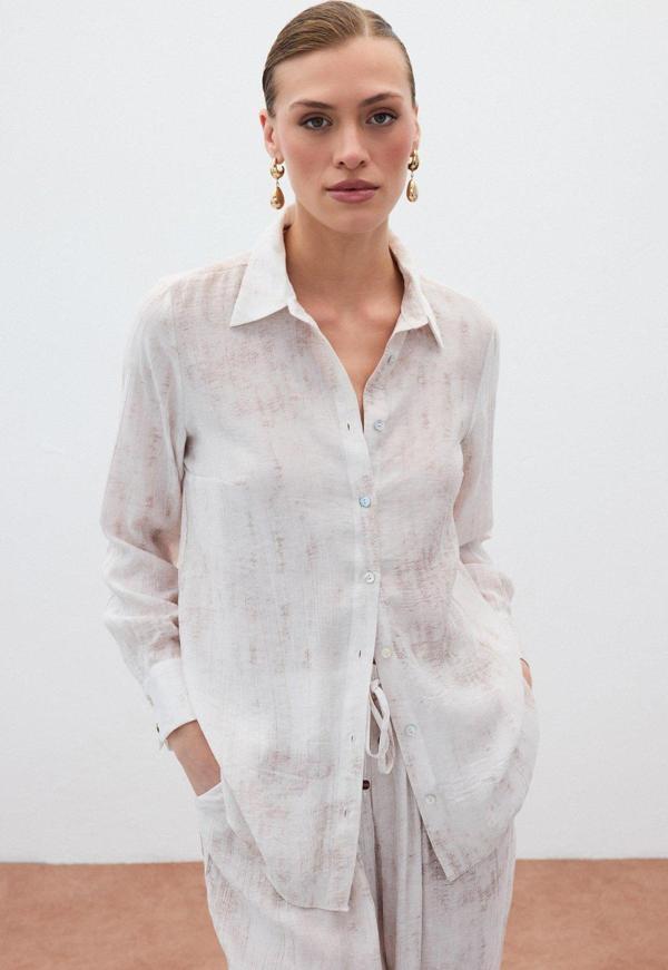 Desenli Salaş Gömlek - Taş - Image 1