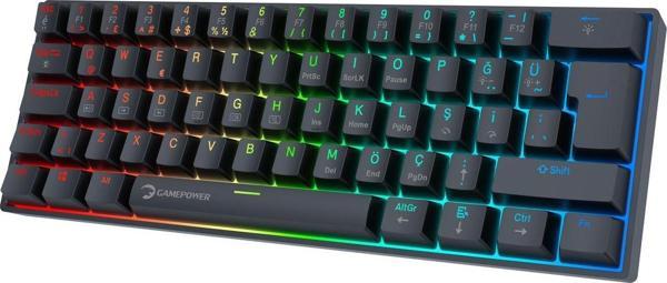 Gamepower Lyra 60M RGB TKL Blue Switch Kablolu Klavye - Siyah - Image 1