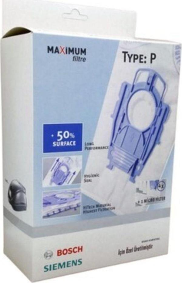 Şentürkticaretankara Bosch Siemens Type P Kumaş Toz Torbası - 4 Adet (Kutulu) Uyumlu - Image 1