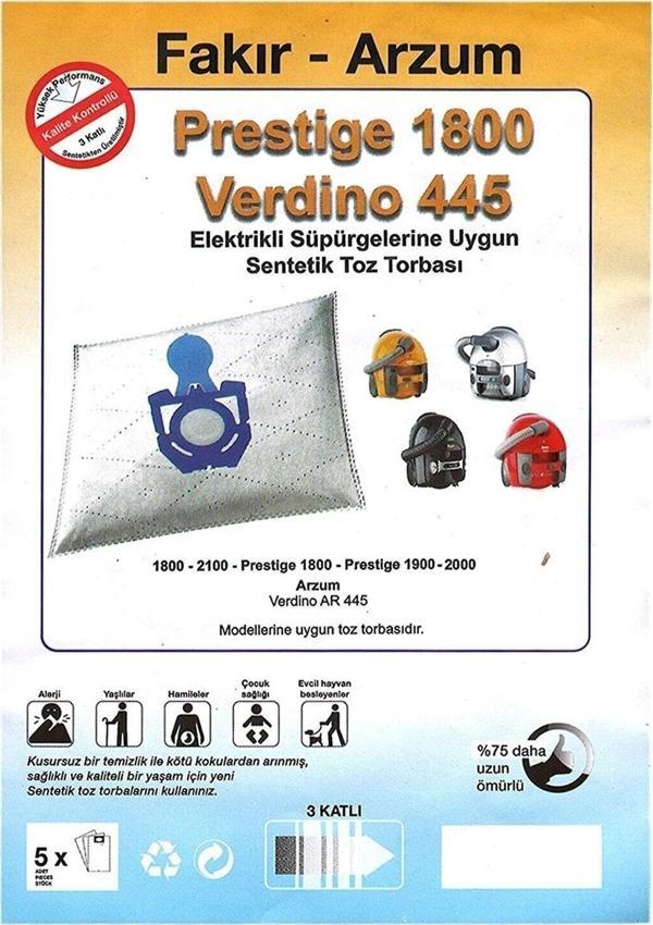 Şentürkticaretankara Fakir Prestige 1800 Uyumlu Süpürge Bez Toz Torbası 5 Adet - Image 1