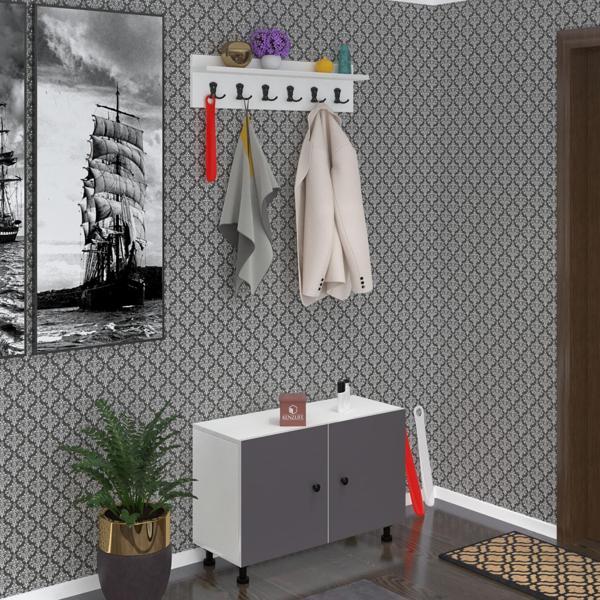 Kenzlife portmanto ayakkabılık ve askılık sandal3 gribyz 53*120*32 onsekiz çift ayakkabı kapasitesi - Image 1