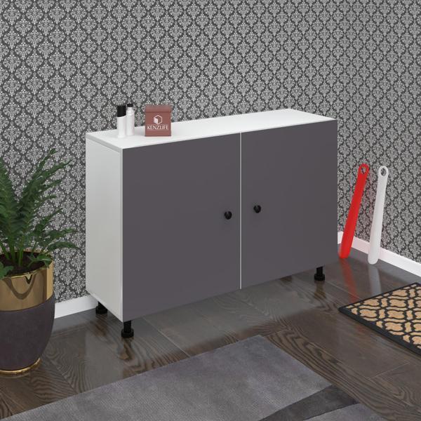 Kenzlife ayakkabılık yemeni4 gribyz 68*120*32 kapaklı 4 raflı 24 çift ayakkabı kapasitesi - Image 1