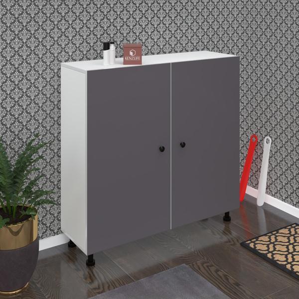 Kenzlife ayakkabılık yemeni6 gribyz 98*120*32 kapaklı 6 raflı 36 çift ayakkabı kapasitesi - Image 1