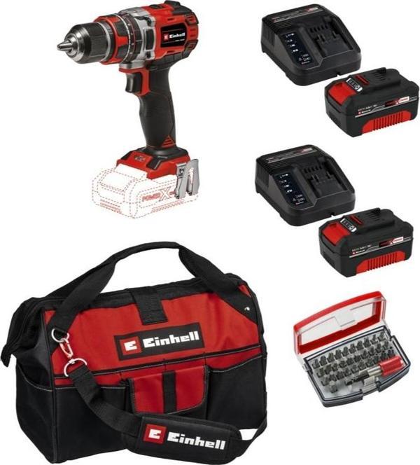 Einhell Tp-Cd 18/50 Li-I Bl Solo Darbeli Akülü Vidalama + 2 x 4 Ah Akü ve 32 Parça Bits Uç Seti (45/29 Kumaş Çanta) - Image 1