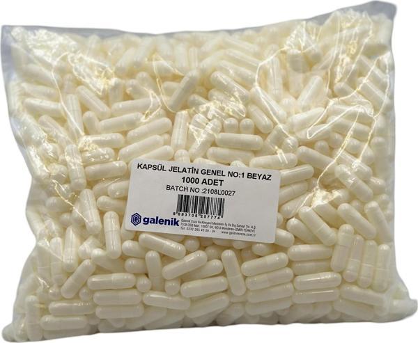 Galenik Beyaz Jelatin Kapsül No: 1 - 1000 Adet ( Midede Çözünen ) - Image 1