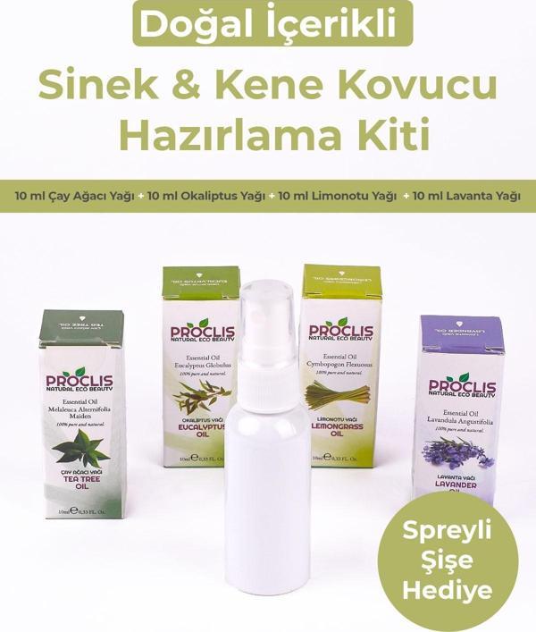 Doğal Sivrisinek ve Kene Kovucu Sprey  Yağ Seti – 4’lü Uçucu Yağ + Sprey Şişe - Image 1
