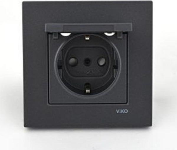 Viko Novella Füme Rengi Kapaklı Topraklı Priz - Image 1