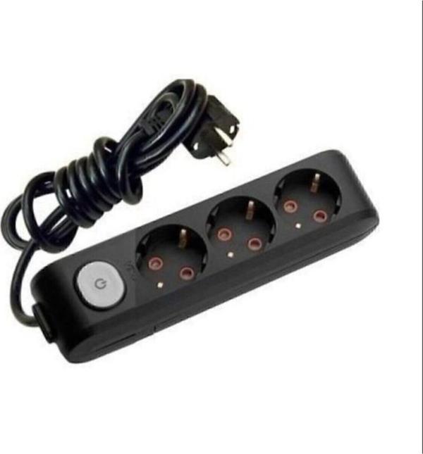 Viko Multi-Let Üçlü Priz ( 3 Lü ) Anahtarlı Topraklı Çocuk Korumalı Kablolu Grup Priz 02 Metre Siyah - Image 1