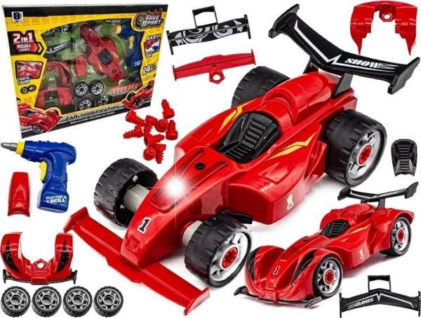 Çocuk Matkaplı Formula F1 Araba Modifiye Seti Sesli Işıklı Sök Tak - Image 1