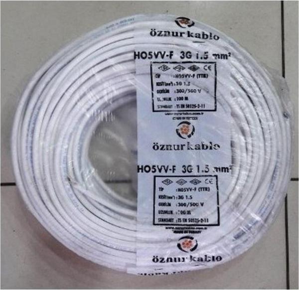 Öznur Kablo Öznur 3X1,5 Ttr Kablo 100Mt Beyaz Renk - Image 1