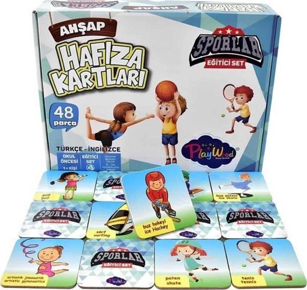 Çocuk Eğitici  Ahşap Hafıza Kartları Sporlar - Image 1