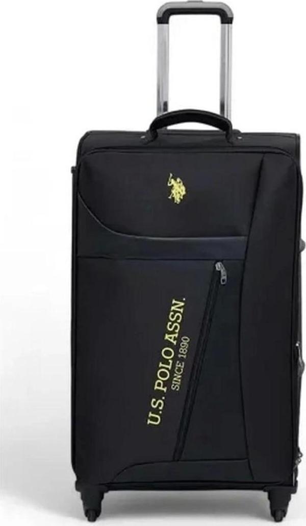 Çocuk U.S. Polo Assn. Siyah Kumaş Unisex Büyük Boy Valiz - Image 1