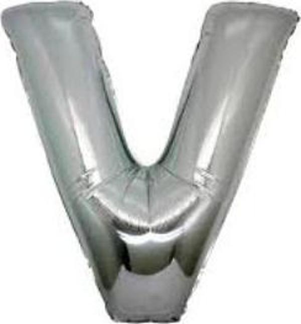 Çocuk   V Harf Folyo Balon Gümüş Renk  40 inç - Image 1