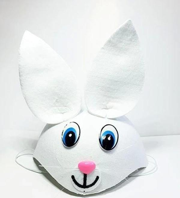 Çocuk Beyaz Renk Kulaklı Tavşan Şapkası Hayvan Şapkası - Image 1