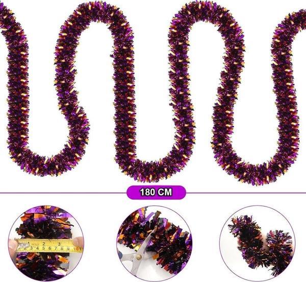 Çocuk Mor Turuncu Renk 4 cm Genişlik Garland Çift Renk Sim Süs 180 cm - Image 1
