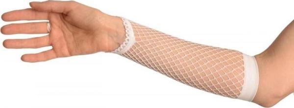 Çocuk Beyaz Renk Parmak Arası File Örgü Eldiven 26 cm - Image 1