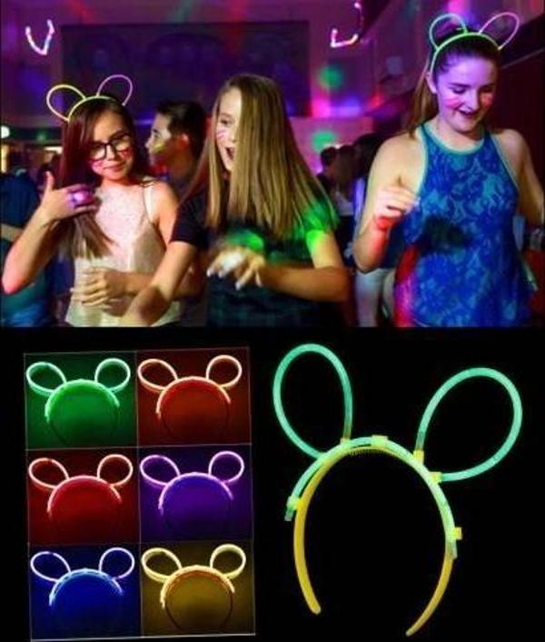 Çocuk Glow Taç Fosforlu Taç Karışık Renk 12 Adet - Image 1