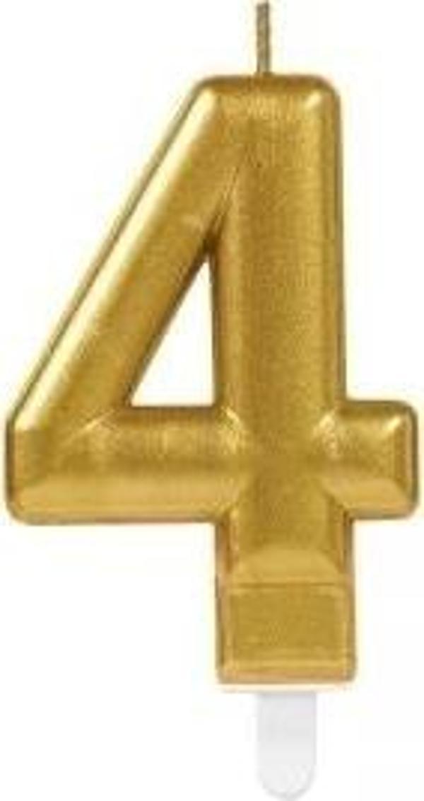 Çocuk 4 Rakam Mum Gold Renk - Image 1
