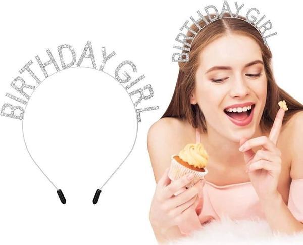Çocuk KristalTaşlıGümüşBirthdayGirlYazılıDoğumGünüPartiTacı19x11cm - Image 1