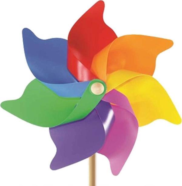 Çocuk 7 Kanat 35 cm Gök Kuşağı Rüzgar Gülü - Image 1
